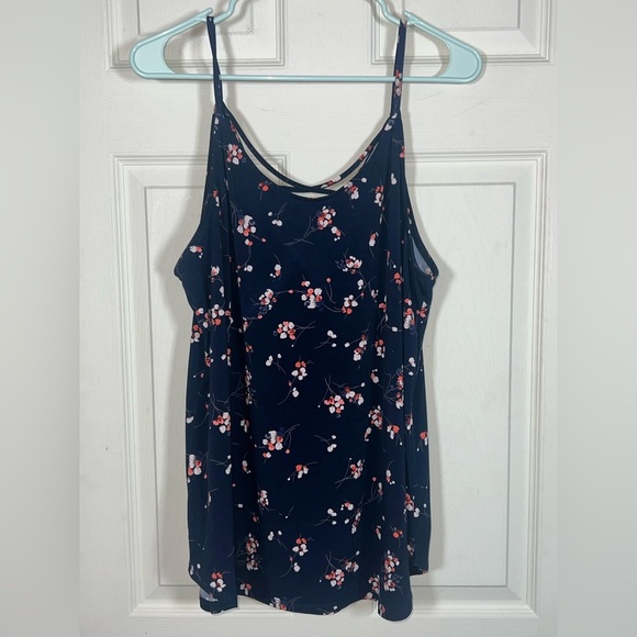 Kaileigh Floral Navy Blue Spaghetti Strap Top - Picture 1 of 3